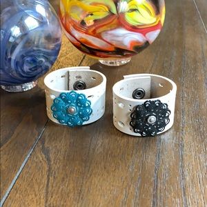 Original TroubleCuff Metal Filgree Accent Handcrafted Leather Cuff